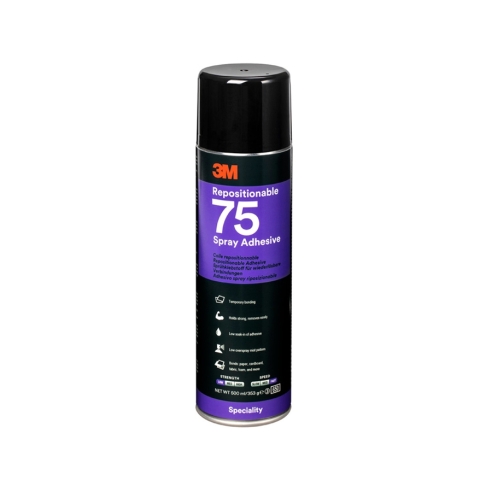 3M™ Repositionable 75 Spray Adhesive, Transparent, 500 ml