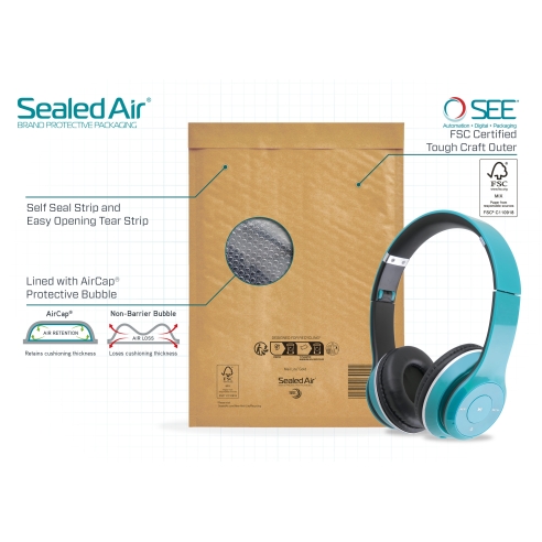 Sealed Air D/1 Mail Lite Envelope - 180mm x 260mm (100 per box) Gold