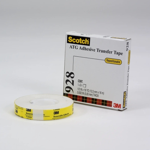 Scotch® ATG Adhesive Transfer Tape 928, White, 12 mm x 16.5 m, 0.05 mm