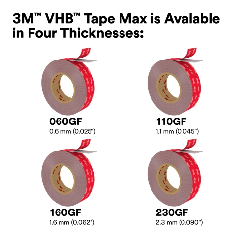 3M™ VHB™ Tape Max-110GF, Grey, 12mm x 33m, 1.1mm, Film Liner