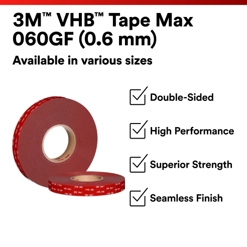 3M™ VHB™ Tape Max-060GF, Grey, 12mm x 33m, 0.6mm, Film Liner
